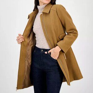 Michael Kors Wool Blend Point Collar Zip Front Coat $315